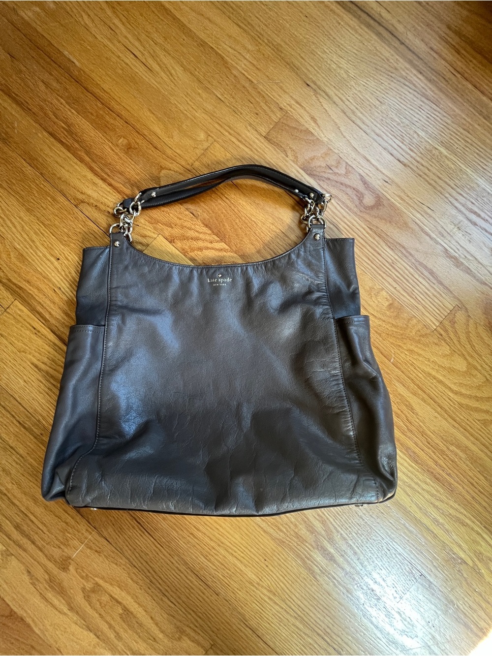 kate spade black leather shoulder bag with chain-link straps